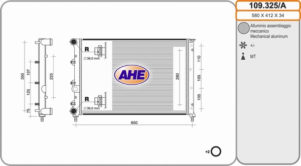 Radiator, engine cooling (109.325/A)