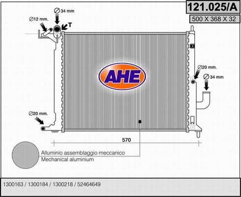 Radiator, engine cooling (121.025/A)