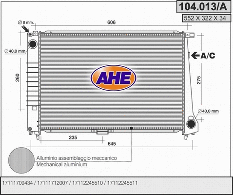 Radiator, engine cooling (104.013/A)