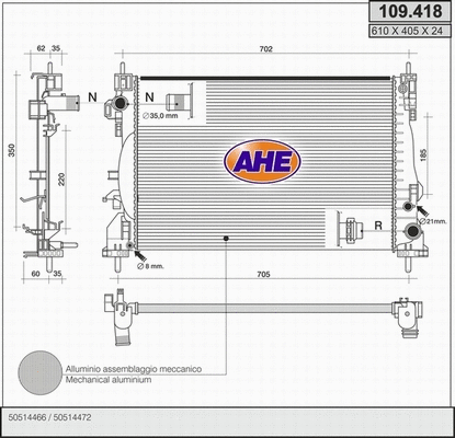 Radiator, engine cooling (109.418)