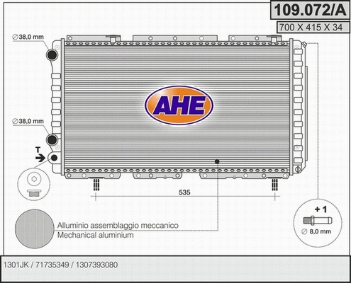 Radiator, engine cooling (109.072/A)