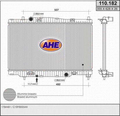 Radiator, engine cooling (110.182)