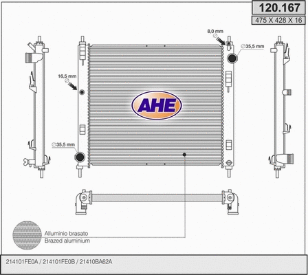 Radiator, engine cooling (120.167)