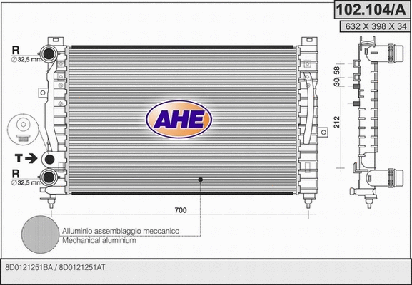 Radiator, engine cooling (102.104/A)