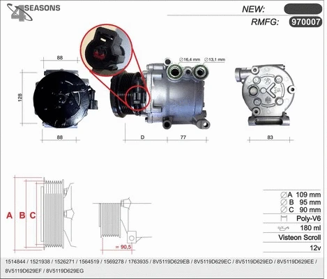 Compressor, air conditioning (970007)