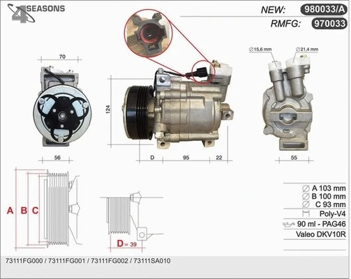 Compressor, air conditioning (970033)