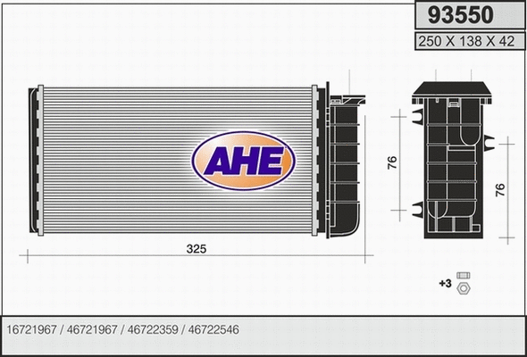 Heat Exchanger, interior heating (93550)