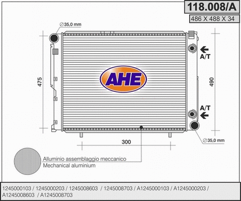 Radiator, engine cooling (118.008/A)
