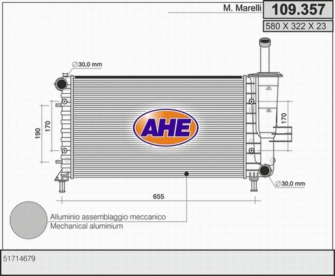 Radiator, engine cooling (109.357)