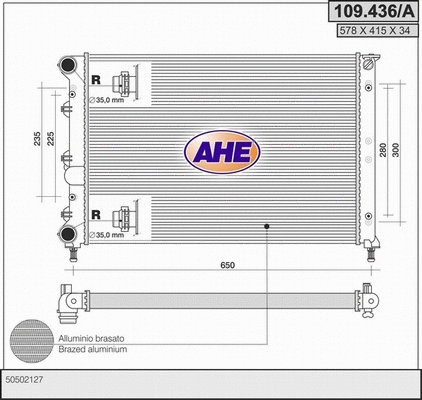 Radiator, engine cooling (109.436/A)