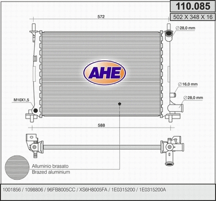 Radiator, engine cooling (110.085)
