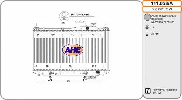 Radiator, engine cooling (111.058/A)