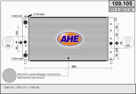 Radiator, engine cooling (109.105)