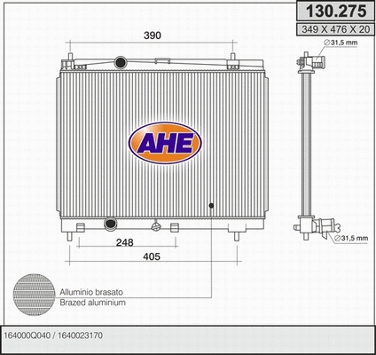 Radiator, engine cooling (130.275)