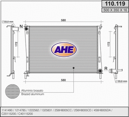 Radiator, engine cooling (110.119)