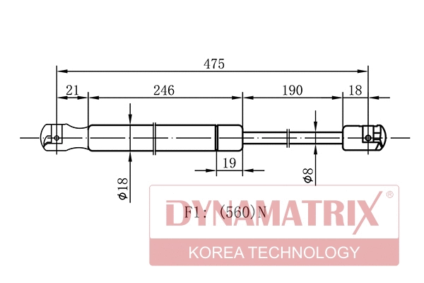 Gas Spring, boot/cargo area (DGS0028DR)