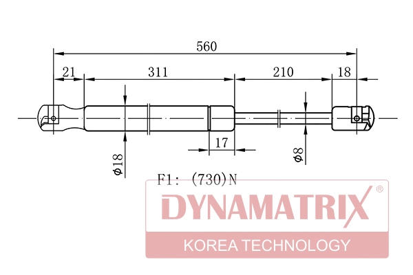 Gas Spring, boot/cargo area (DGS128606)