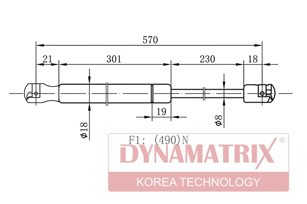 Gas Spring, boot/cargo area (DGS9668DO)