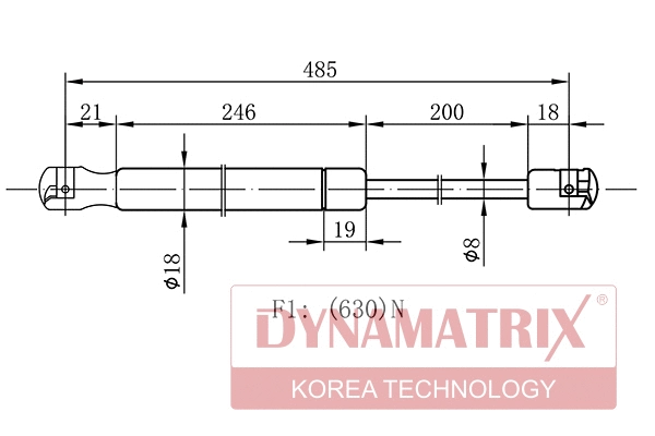 Gas Spring, boot/cargo area (DGS8523CB)