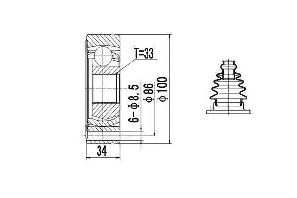 Joint Kit, drive shaft (DCV603011)