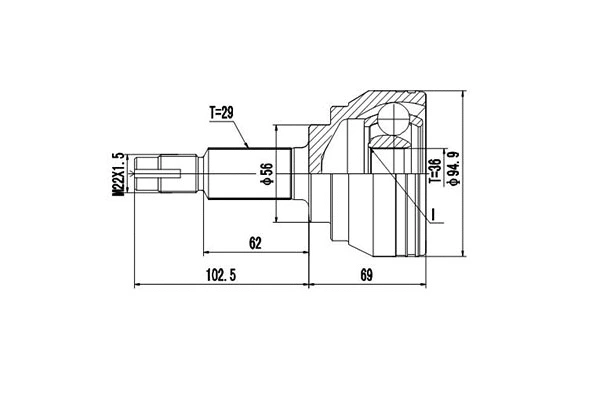 Joint Kit, drive shaft (DCV841232)