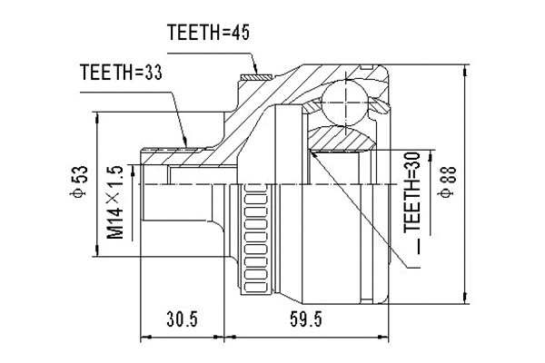 Joint Kit, drive shaft (DCV803018)