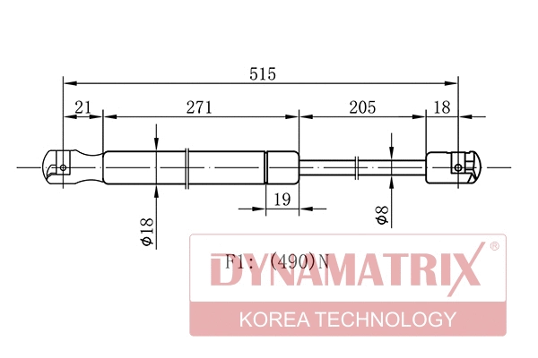 Gas Spring, boot/cargo area (DGS1517RK)