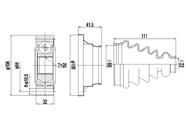 Joint Kit, drive shaft (DCV648002)