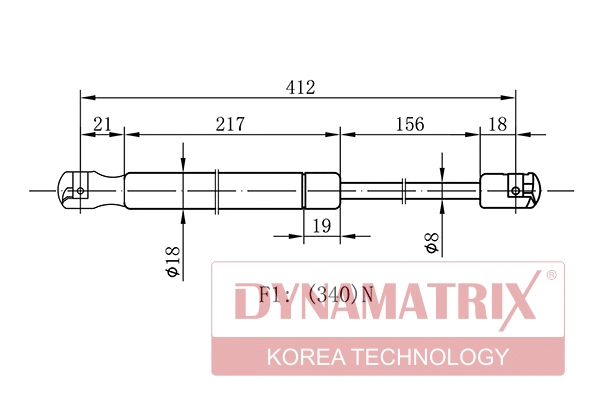 Gas Spring, boot/cargo area (DGS0818MM)