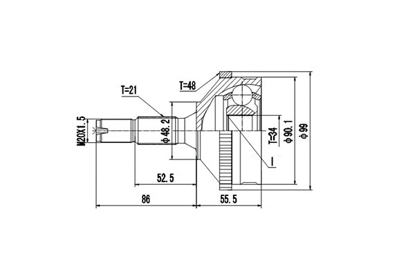 Joint Kit, drive shaft (DCV810056)