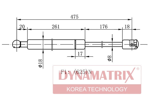 Gas Spring, boot/cargo area (DGS128345)