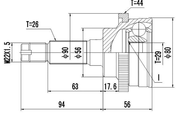 Joint Kit, drive shaft (DCV834060)