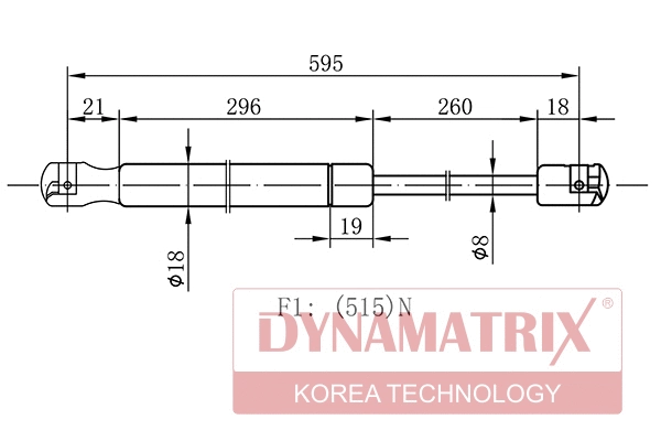 Gas Spring, boot/cargo area (DGS7755HB)
