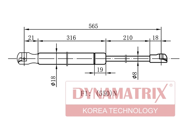 Gas Spring, boot/cargo area (DGS014232)