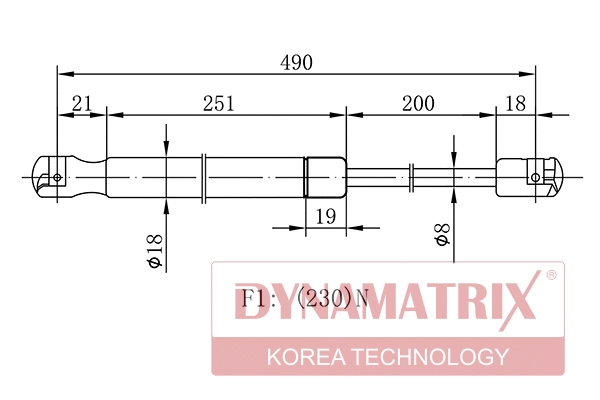 Gas Spring, boot/cargo area (DGS7764HA)