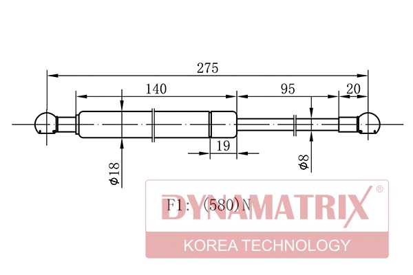 Gas Spring, boot/cargo area (DGS1393BG)