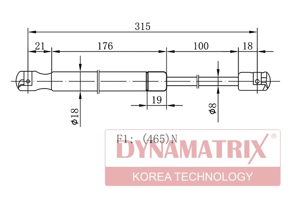 Gas Spring, boot/cargo area (DGS7587GS)