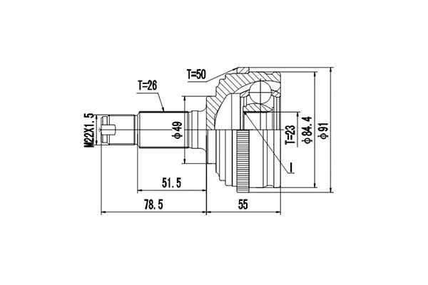 Joint Kit, drive shaft (DCV823008)