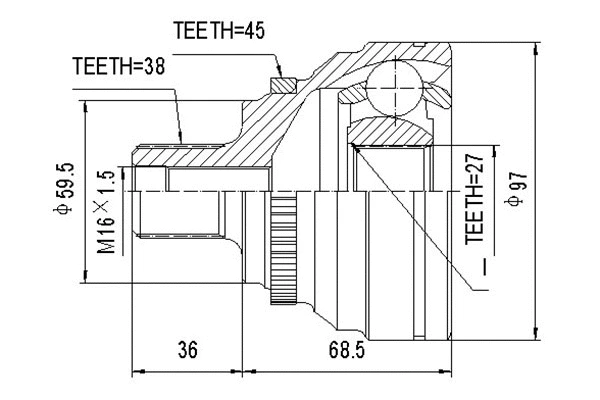 Joint Kit, drive shaft (DCV803017)