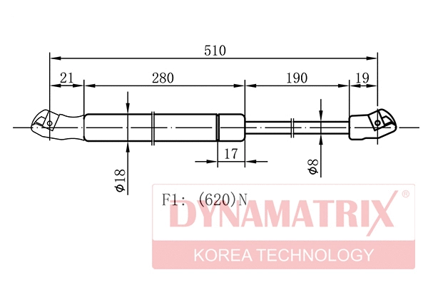 Gas Spring, boot/cargo area (DGS9588FB)