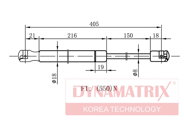 Gas Spring, boot/cargo area (DGS7609LC)