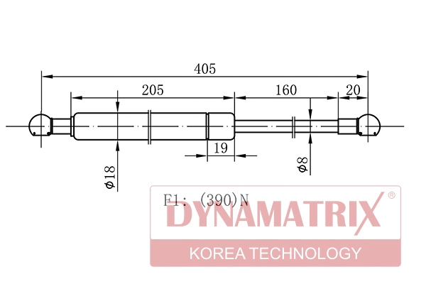 Gas Spring, boot/cargo area (DGS1386BY)