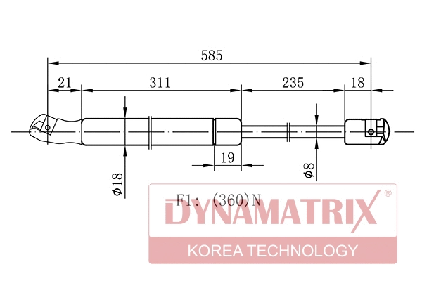 Gas Spring, boot/cargo area (DGS7629LR)