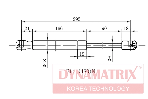 Gas Spring, boot/cargo area (DGS1589BW)