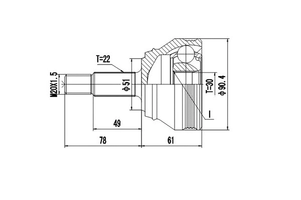 Joint Kit, drive shaft (DCV853007)