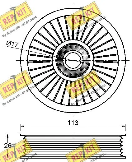 Deflection/Guide Pulley, V-ribbed belt
