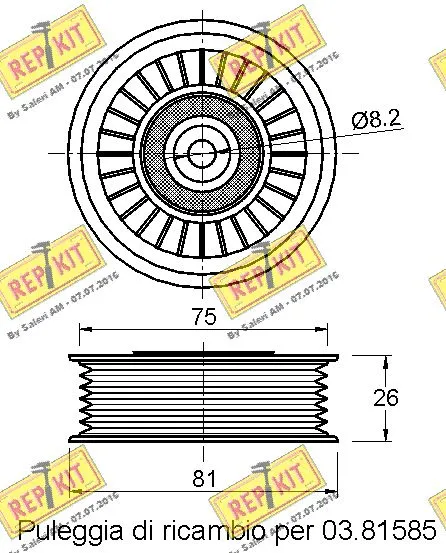 Deflection/Guide Pulley, V-ribbed belt