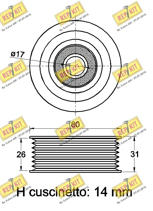 Deflection/Guide Pulley, V-ribbed belt