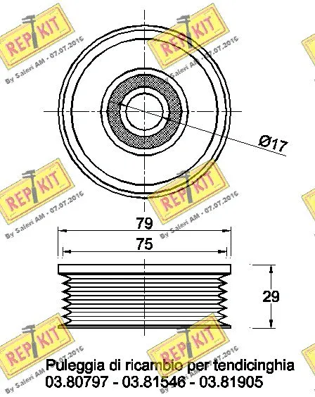 Deflection/Guide Pulley, V-ribbed belt