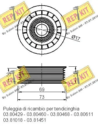 Deflection/Guide Pulley, V-ribbed belt
